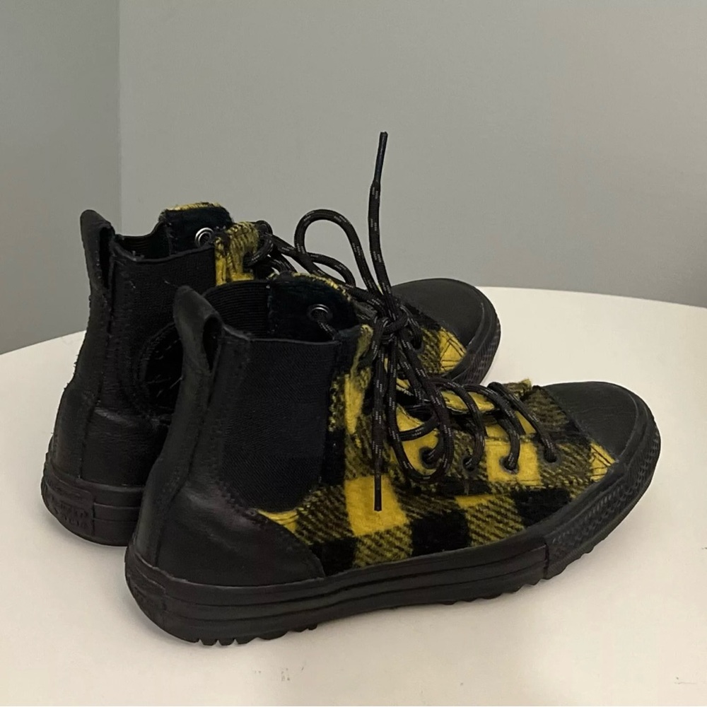 Converse Chuck Taylor Woolrich Womens 8 Chelsea Boot Yellow Black Sneaker Plaid - Picture 2 of 13